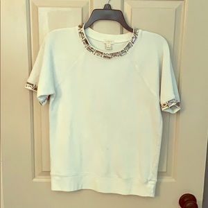 J. Crew short sleeve sweater with beaded detail
